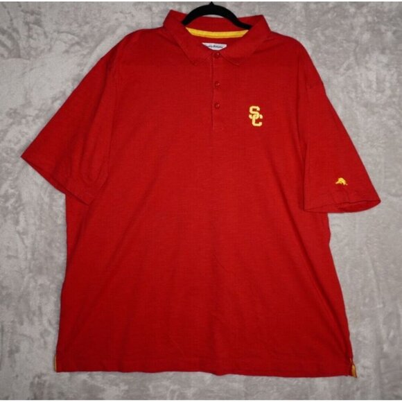 Tommy Bahama USC Trojans Polo Shirt Cardinal Red XXXL 3XL Logo Embroidered Short - Picture 1 of 15